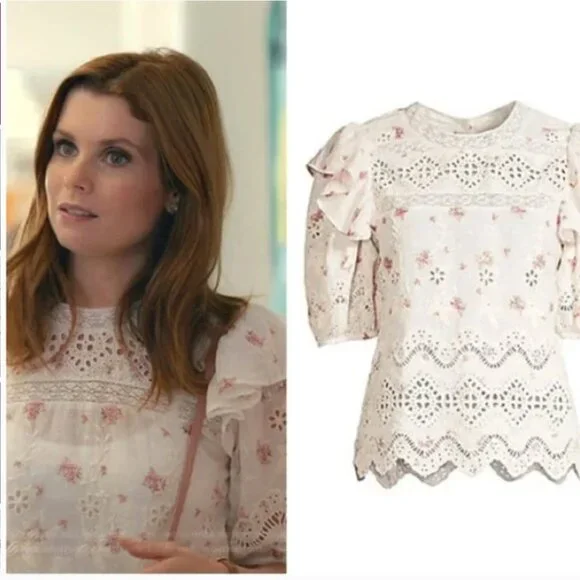 LoveShackFancy Tilda Top in French Cream XS - Picture 4 of 11